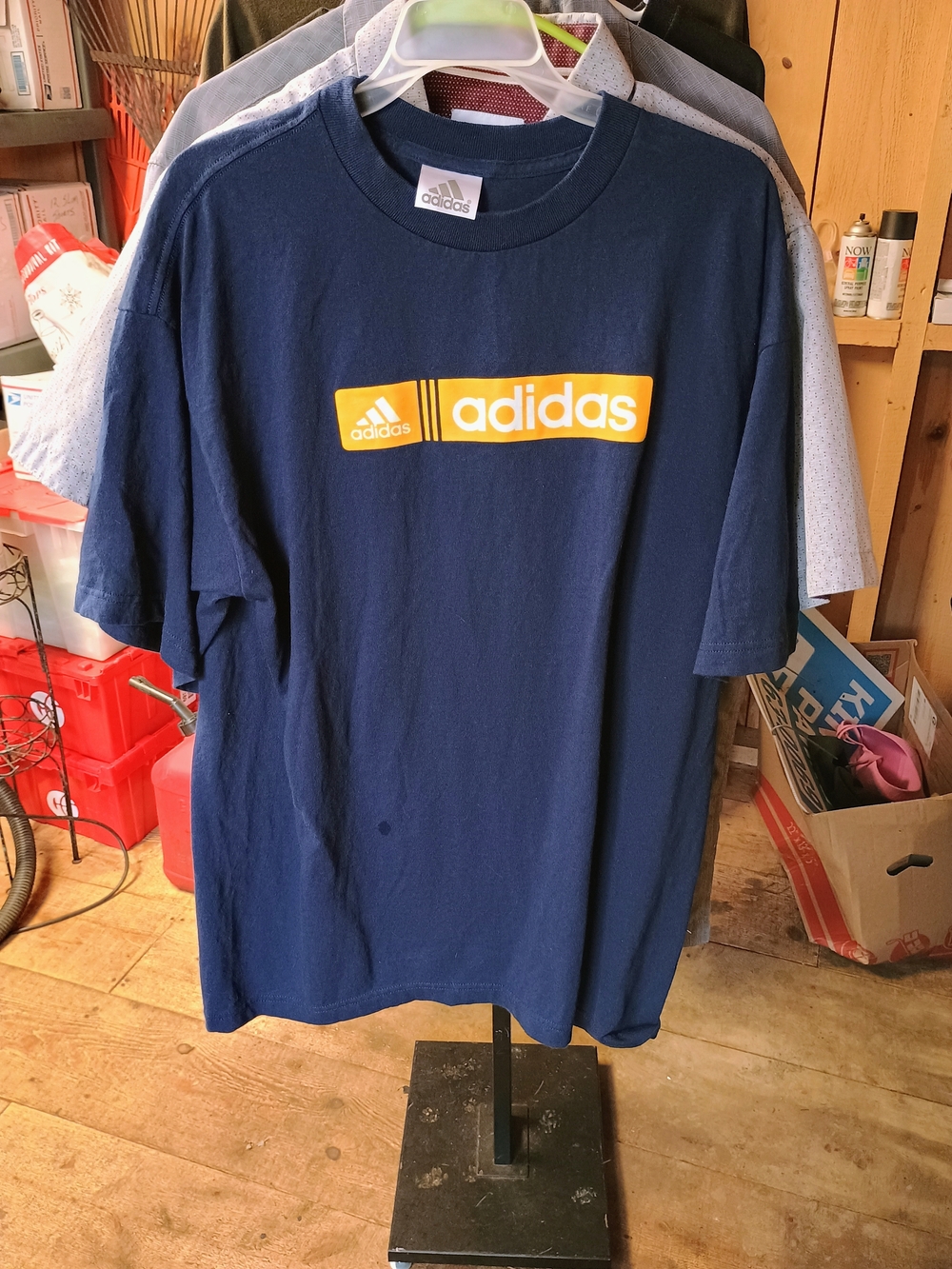 adidas Navy T-Shirt with Yellow Logo Bar Bin 6